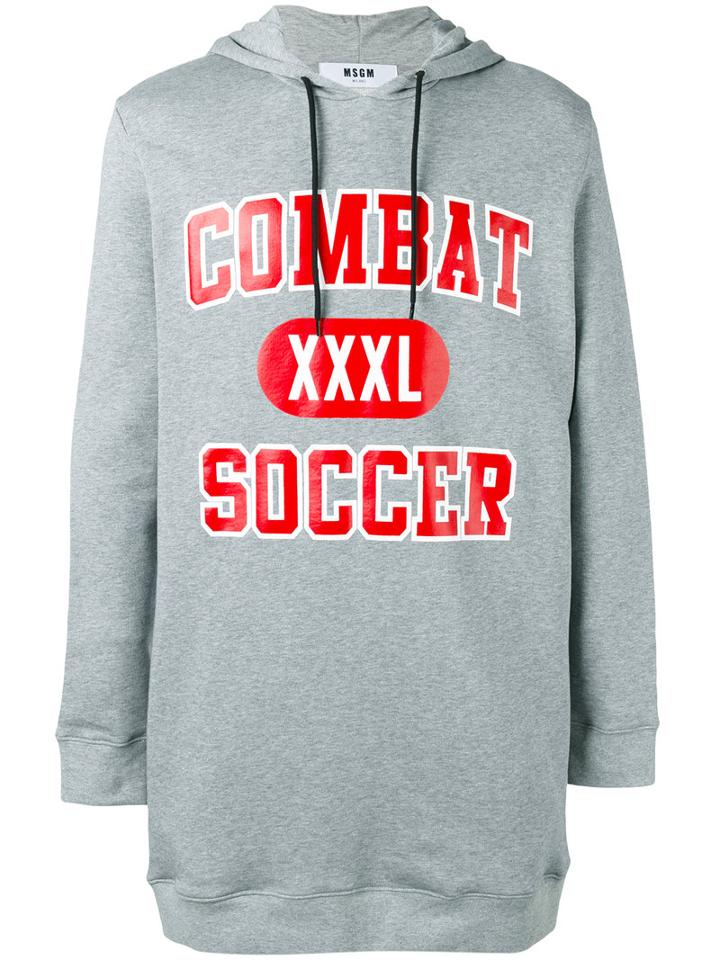 Msgm - Slogan Hooded Sweatshirt - Men - Cotton/viscose - L, Grey, Cotton/viscose