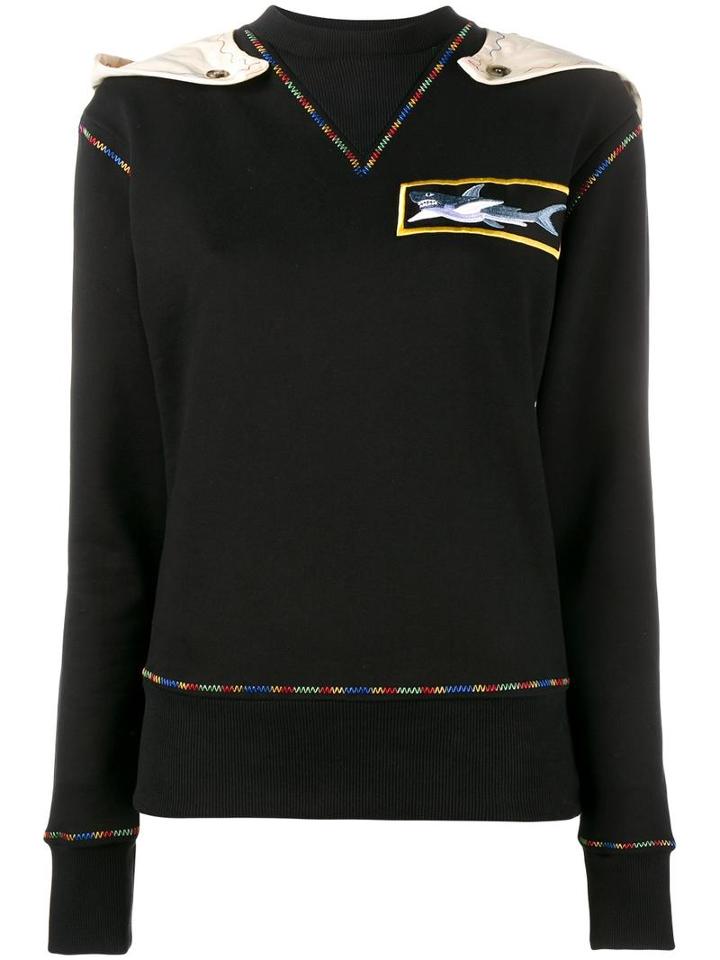 J.w.anderson Shark Applique Sweatshirt, Women's, Size: Large, Black, Cotton/rayon/viscose