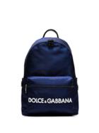 Dolce & Gabbana Navy Blue Leather Trim Backpack
