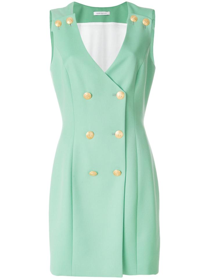 Pierre Balmain V-neck Button Over Dress - Green