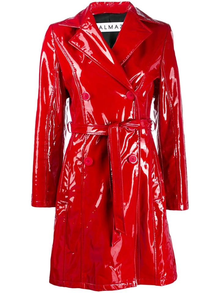 Almaz Patent Trench Coat - Red