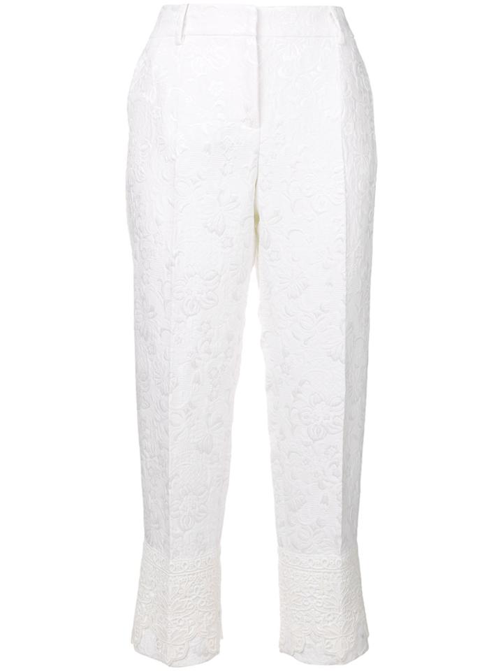 Dolce & Gabbana Plain Brocade Capri Pants - White