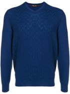 Loro Piana Cashmere Textured V-neck Sweater - Blue