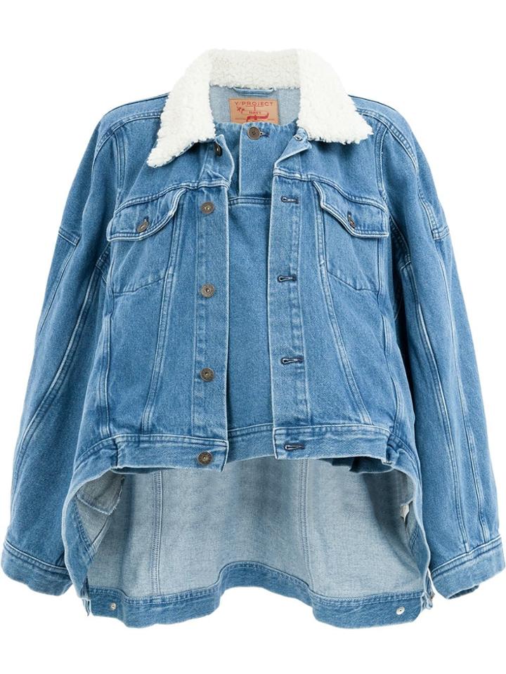 Y / Project Asymmetric Denim Jacket - Blue