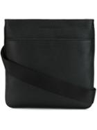 Emporio Armani Small Flat Shoulder Bag, Men's, Black, Leather