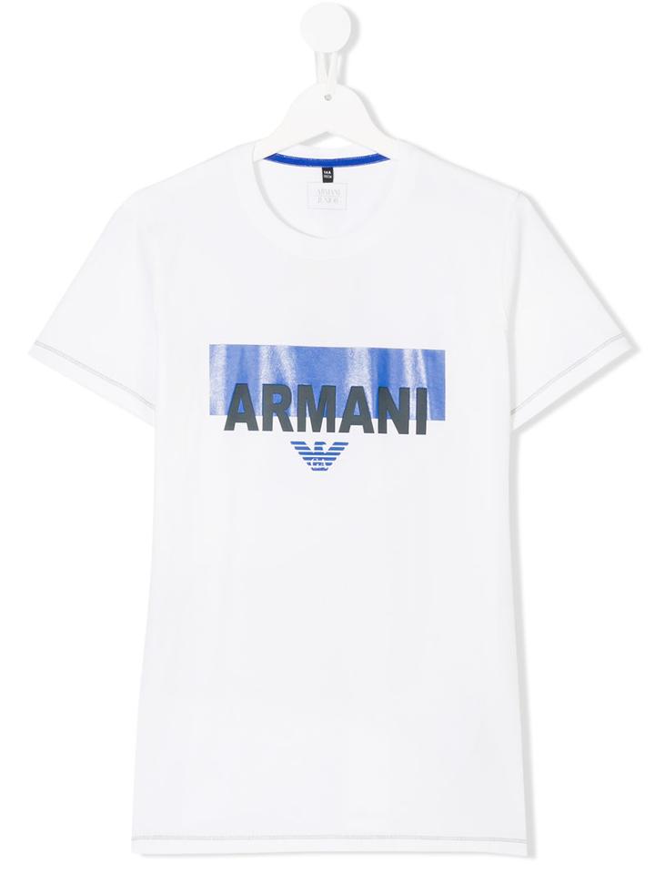 Armani Junior - Logo Print T-shirt - Kids - Cotton/spandex/elastane - 14 Yrs, White