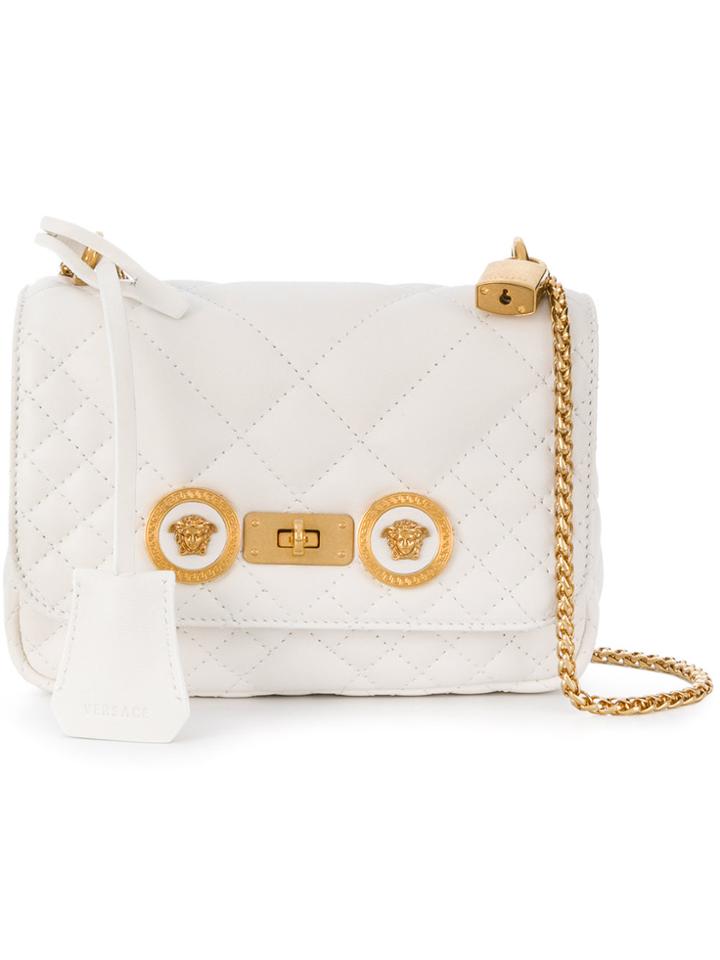 Versace Small Quilted Icon Shoulder Bag - White