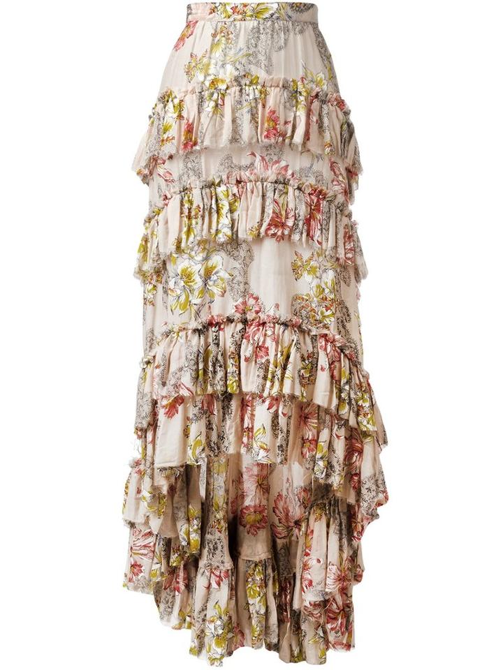 Philosophy Di Lorenzo Serafini Asymmetric Ruffle Skirt, Women's, Size: 40, Nude/neutrals, Silk/cotton