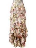Philosophy Di Lorenzo Serafini Asymmetric Ruffle Skirt, Women's, Size: 40, Nude/neutrals, Silk/cotton