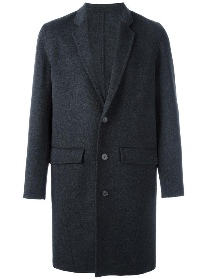 Harmony Paris Buttoned Coat, Men's, Size: 48, Grey, Wool/cashmere