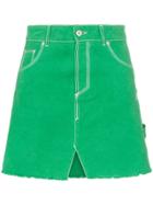 Heron Preston High-waisted Denim A-line Skirt - Green