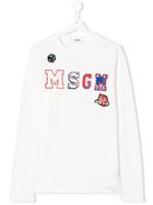 Msgm Kids Logo Patch Sweater - White