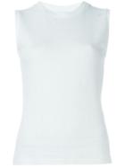 Carven Ribbed Knit Tank Top, Women's, Size: Large, White, Cotton/polyamide