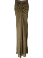 Rick Owens Lilies Draped Long Skirt, Women's, Size: 46, Green, Cotton/polyamide/viscose