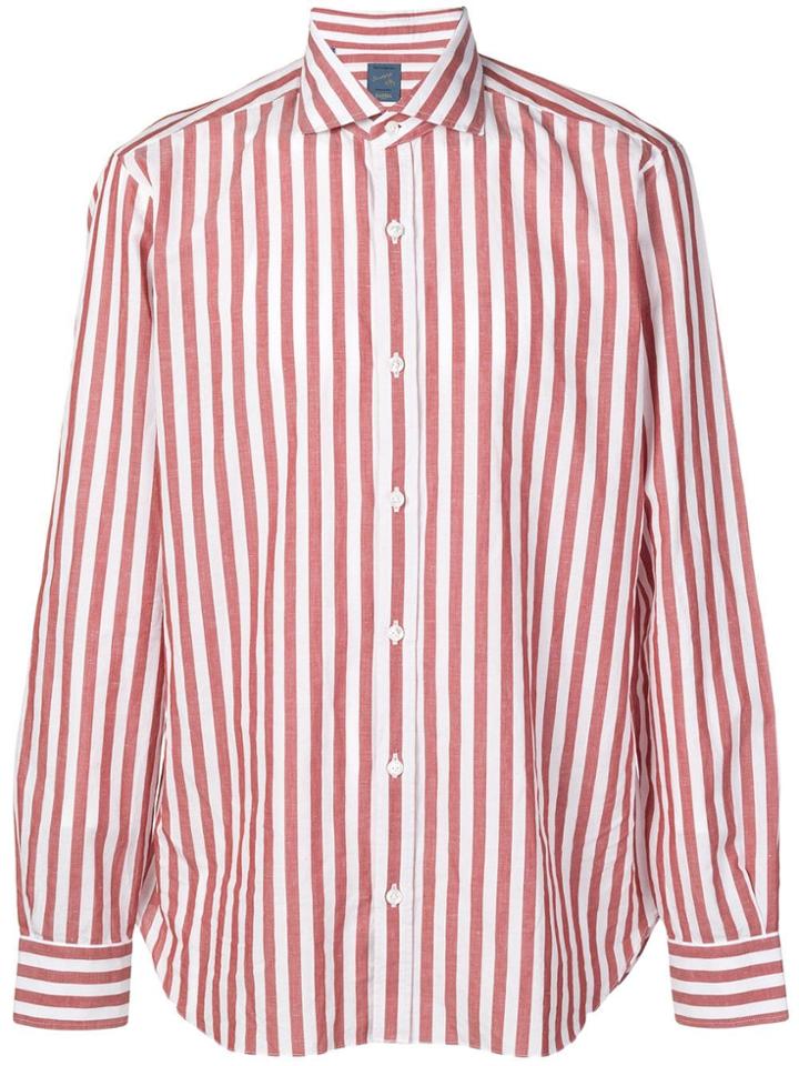 Barba Striped Spread Collar Shirt - White