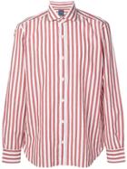 Barba Striped Spread Collar Shirt - White