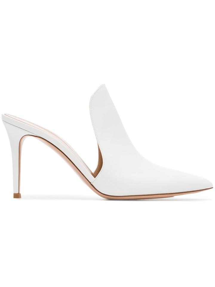 Gianvito Rossi White 85 Patent Leather Mules