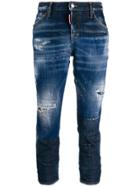 Dsquared2 Distressed Cropped Faded Jeans - Blue