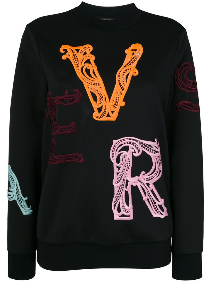 Versace - Embroidered Scuba Sweatshirt - Women - Polyester/spandex/elastane - 40, Black, Polyester/spandex/elastane