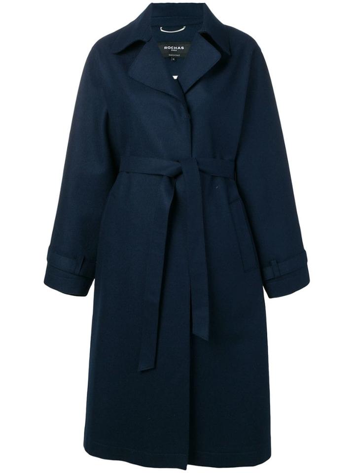 Rochas Belted Trench Coat - Blue