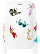 Moschino Paper Doll Sweater, Women's, Size: Medium, White, Cotton