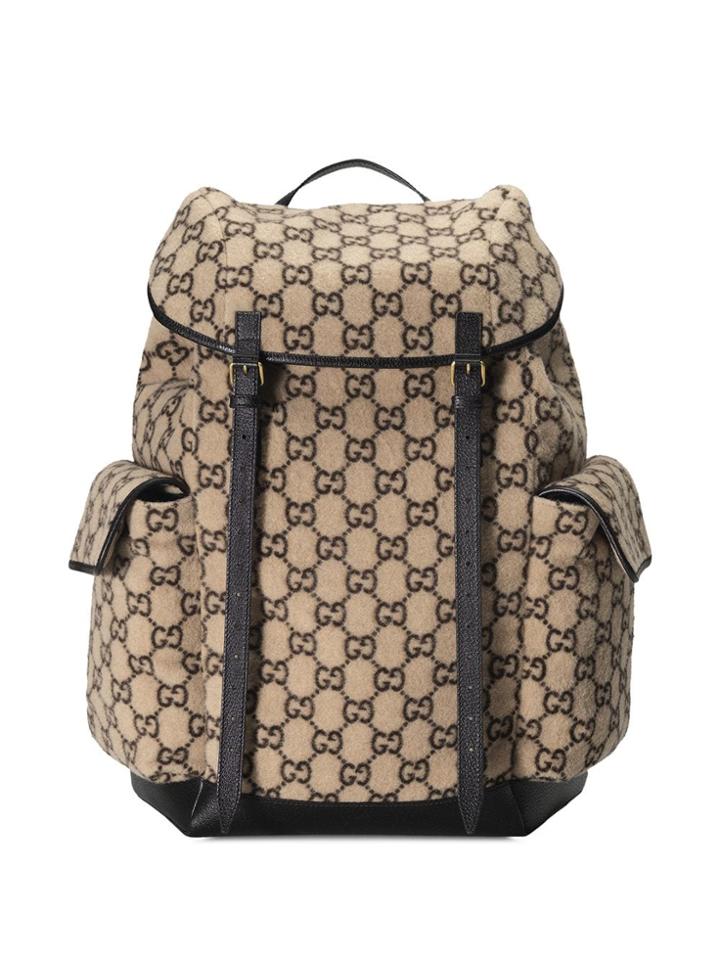 Gucci Monogram Pattern Backpack - Neutrals