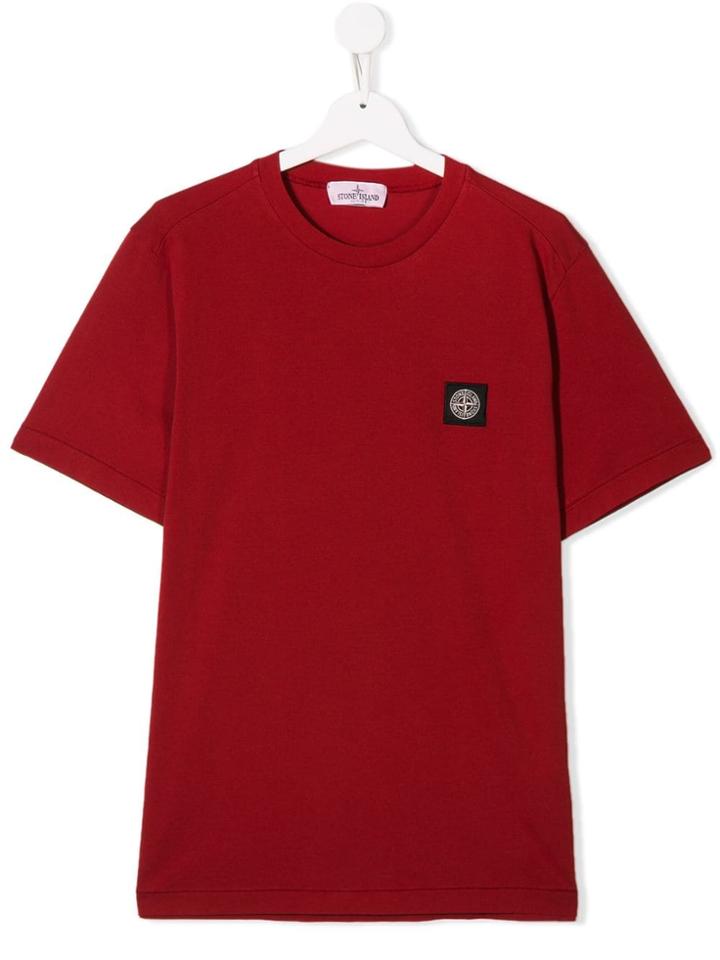Stone Island Junior Logo T-shirt - Red