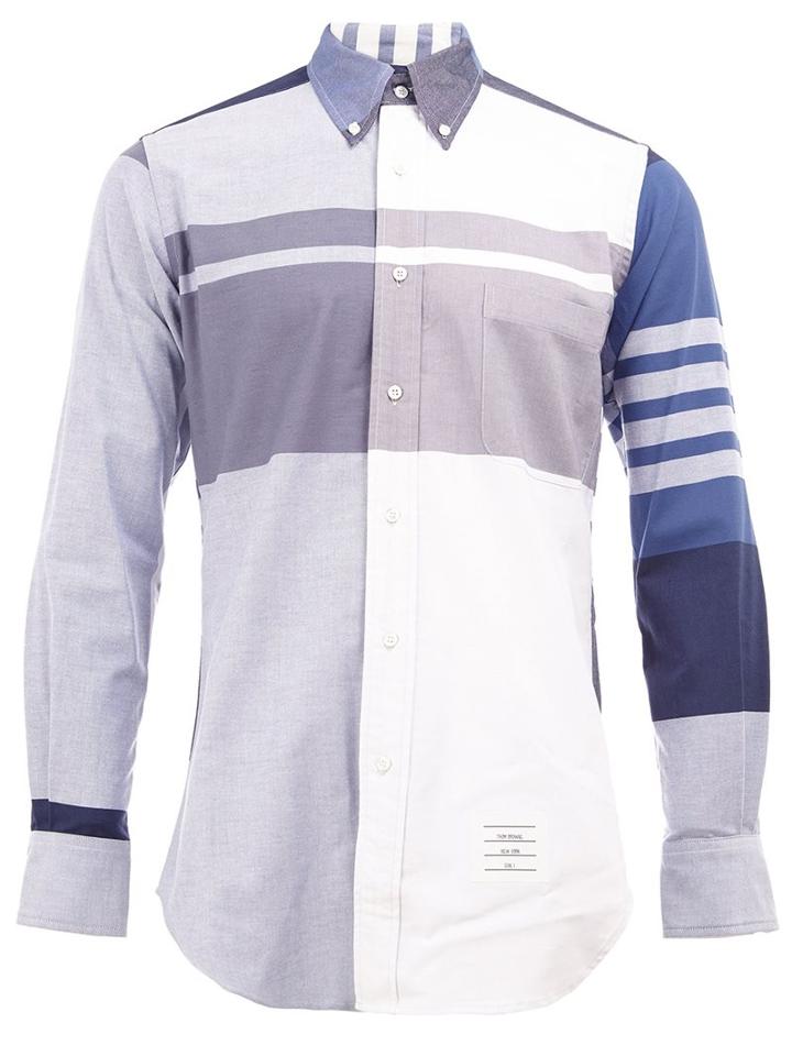 Thom Browne Striped Button-down Shirt, Men's, Size: 2, Blue, Cotton