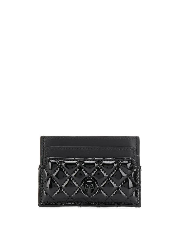 Alexander Mcqueen Skull Embellished Quilted Cardholder - Black