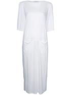 Facetasm Front Pockets T-shirt Dress, Women's, Size: 2, White, Cupro/tencel