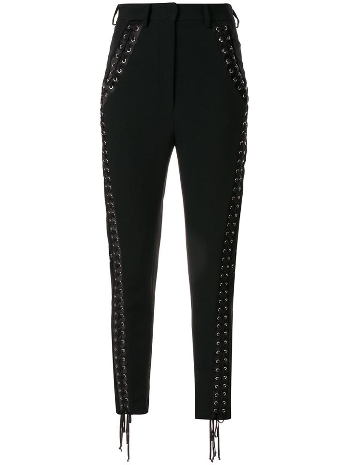 Dolce & Gabbana Lattice Eyelets Trousers - Black