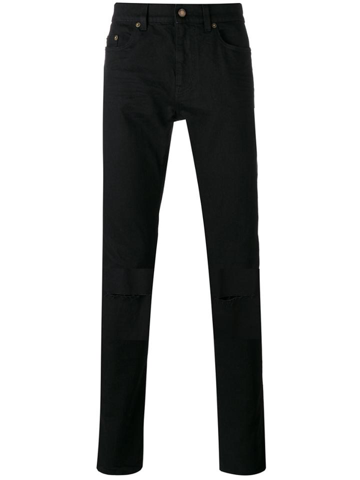 Saint Laurent Denim Distressed Jeans - Black