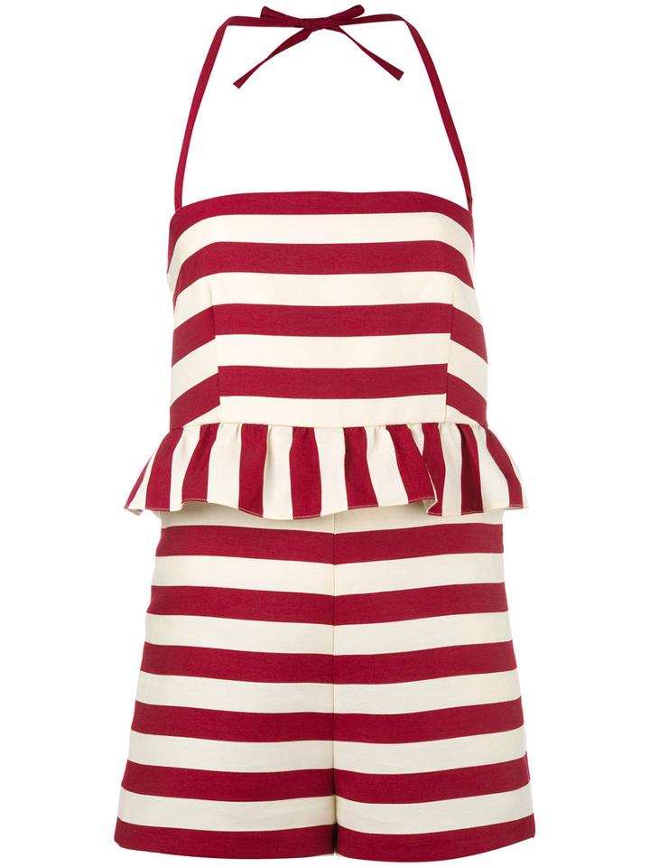 Red Valentino - Striped Playsuit - Women - Silk/cotton - 42, Silk/cotton
