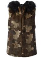 Girlsmusthave Camouflage Print Gilet, Women's, Size: Medium, Green, Rabbit Fur/racoon Fur