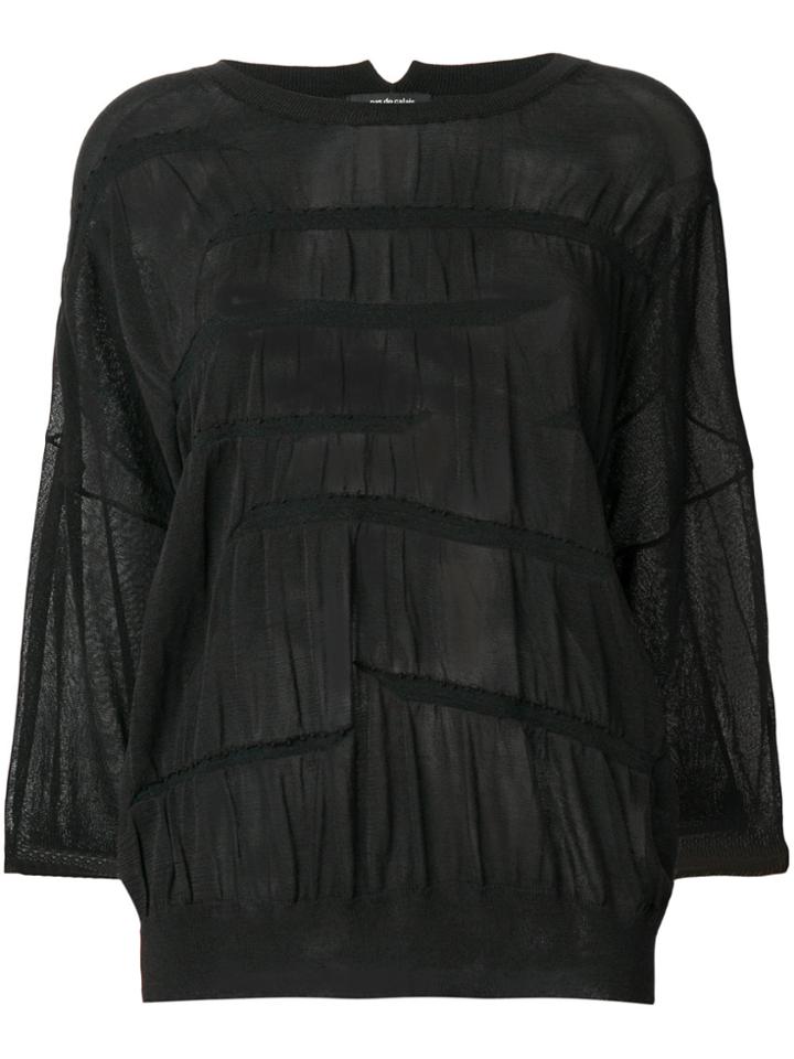 Pas De Calais Gathered Sheer Top - Black