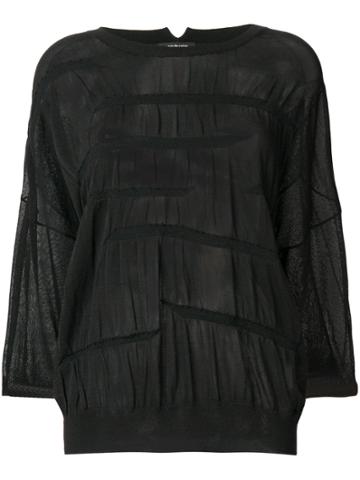 Pas De Calais Gathered Sheer Top - Black