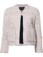 Proenza Schouler Collarless Tweed Jacket, Women's, Size: 0, Red, Silk/acetate/cotton