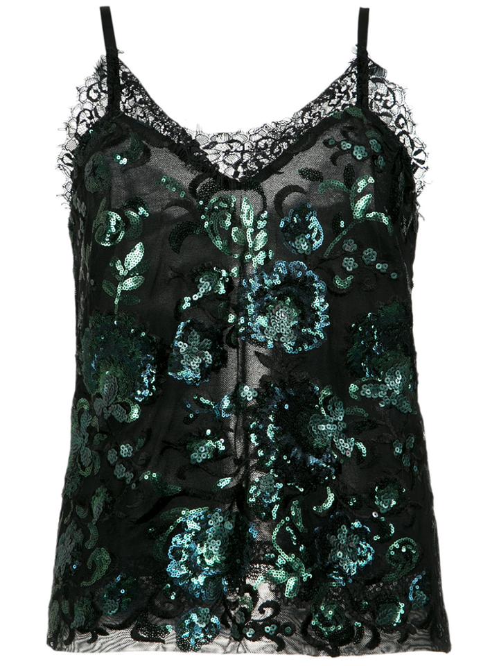À La Garçonne Sequin Embroidered Blouse - Black