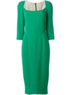Dolce & Gabbana Fitted Midi Dress, Women's, Size: 44, Green, Viscose/acetate/spandex/elastane/spandex/elastane