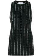 Msgm Brand Stripe Sleeveless Top - Black