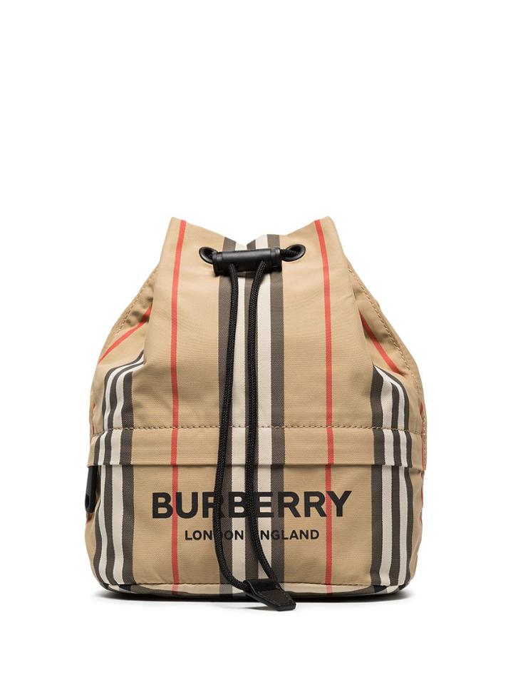 Burberry Mini Phoebe Icon-stripe Bucket Bag - Multicolour