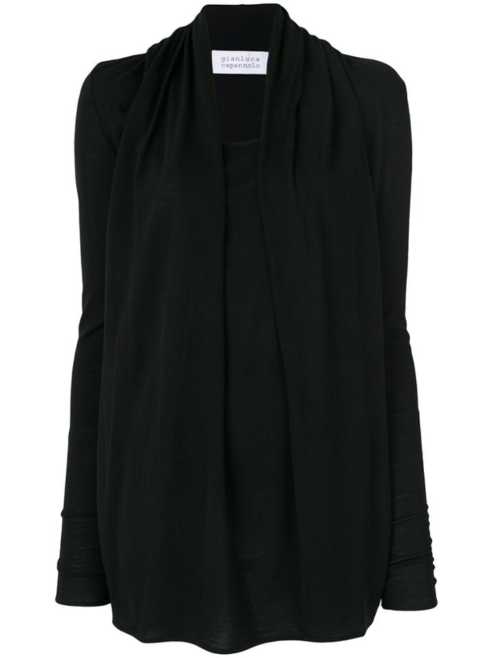 Gianluca Capannolo Knitted Top With Shawl Collar - Black