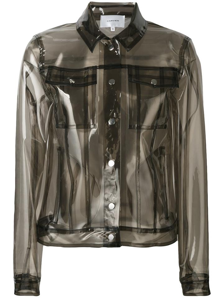 Carven - Transparent Lola Jacket - Women - Polyurethane - 36, Black, Polyurethane