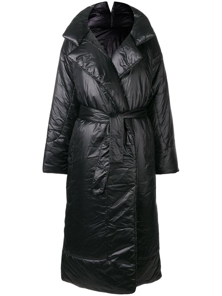 Norma Kamali Belted Padded Oversized Coat - Black