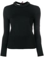 Thom Browne Pearl Embroidered Merino Pullover - Black