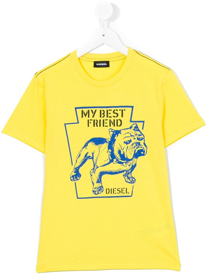 Diesel Kids - Bulldog T-shirt - Kids - Cotton - 8 Yrs, Yellow/orange