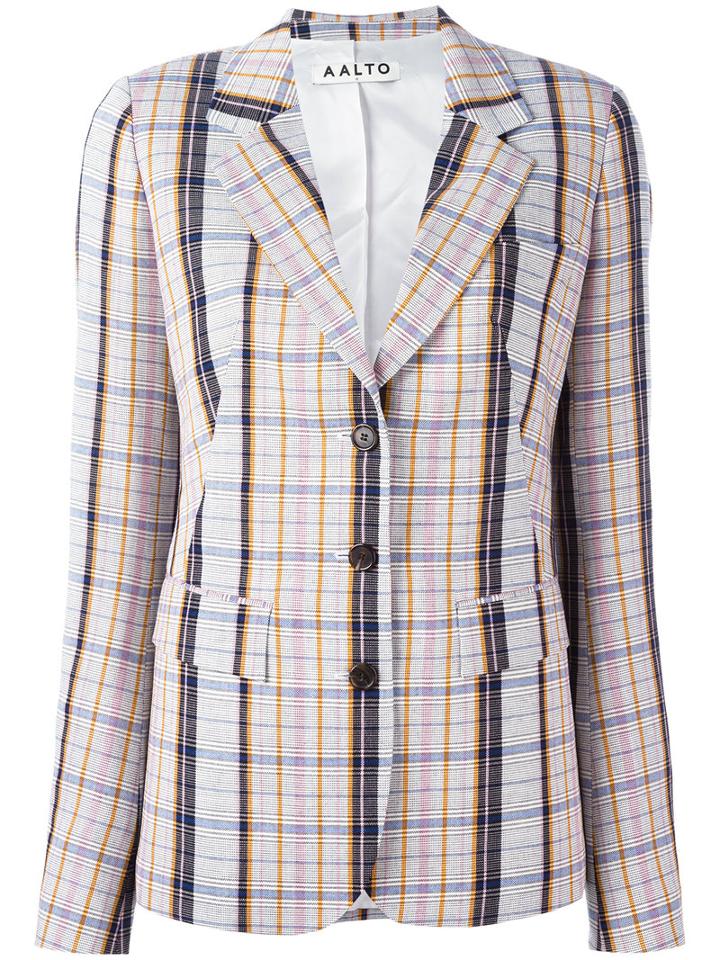 Aalto Notched Lapel Check Blazer, Women's, Size: 40, Virgin Wool/viscose