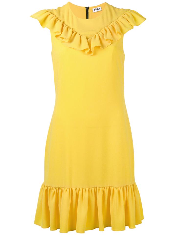 Sonia By Sonia Rykiel Sleeveless Ruffle Dress - Yellow & Orange