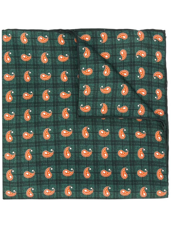 Kiton Paisley Pattern Scarf - Green