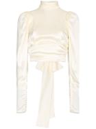 Magda Butrym Noto Open Back Bow Silk Blouse - Nude & Neutrals